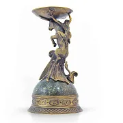 Подсвечник «Телец» из бронзы и змеевика — фотография 2
