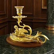 Подсвечник «Лебедь» из латуни — оригинальный подарок — фотография 1