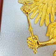 Плакетка «Герб России» из латуни и дерева — красивый подарок — фотография 6