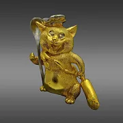 Бронзовая фигурка «Кот-повар» с позолотой — фотография 4