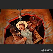 Икона деревянная "Рождество Христово" — фотография 5