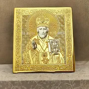 Подарочная икона Николая Чудотворца карманная. Златоуст — фотография 1