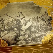 Деревянные нарды «Малахит» с позолоченной златоустовской гравюрой — фотография 6