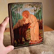Икона "Серафим Саровский кормит медведя" — фотография 3