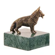 Бронзовая статуэтка «Овчарка» на змеевике — фотография 2